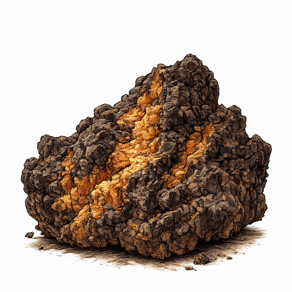 Champignon Chaga brut, ingrédient adaptogène naturel utilisé pour l’équilibre et le bien-être.
